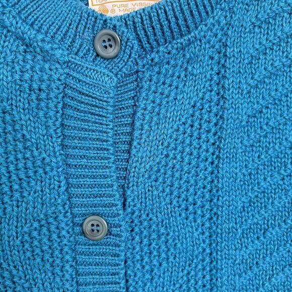 Vintage Pendleton 100% Virgin Wool Sweater Teal Blue Cardigan Women S USA Made - Picture 3 of 8